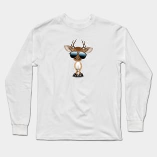 Cute Baby Deer Wearing Sunglasses Long Sleeve T-Shirt